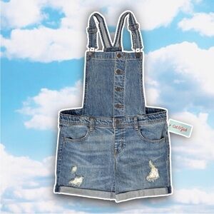 ❤️ NWT CAT & JACK Rolled Hem Denim Shortalls Overall Shorts Classic 80s 90s